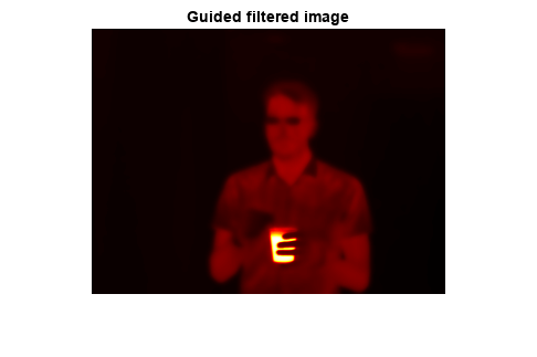 Figure包含一个axes对象。标题为Guided filtered image的axes对象包含一个类型为image的对象。